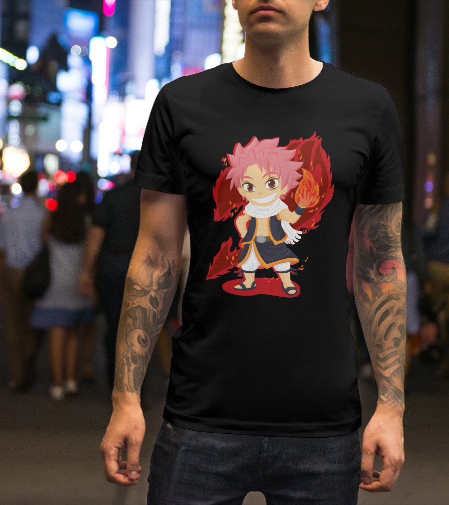 Natsu Dragneel Fire Magic Chibi Character T-Shirt