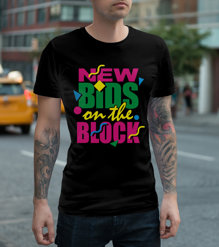 NEW BIDS ON THE BLOCK Retro Colorful Geometric Shapes 90s T-Shirt