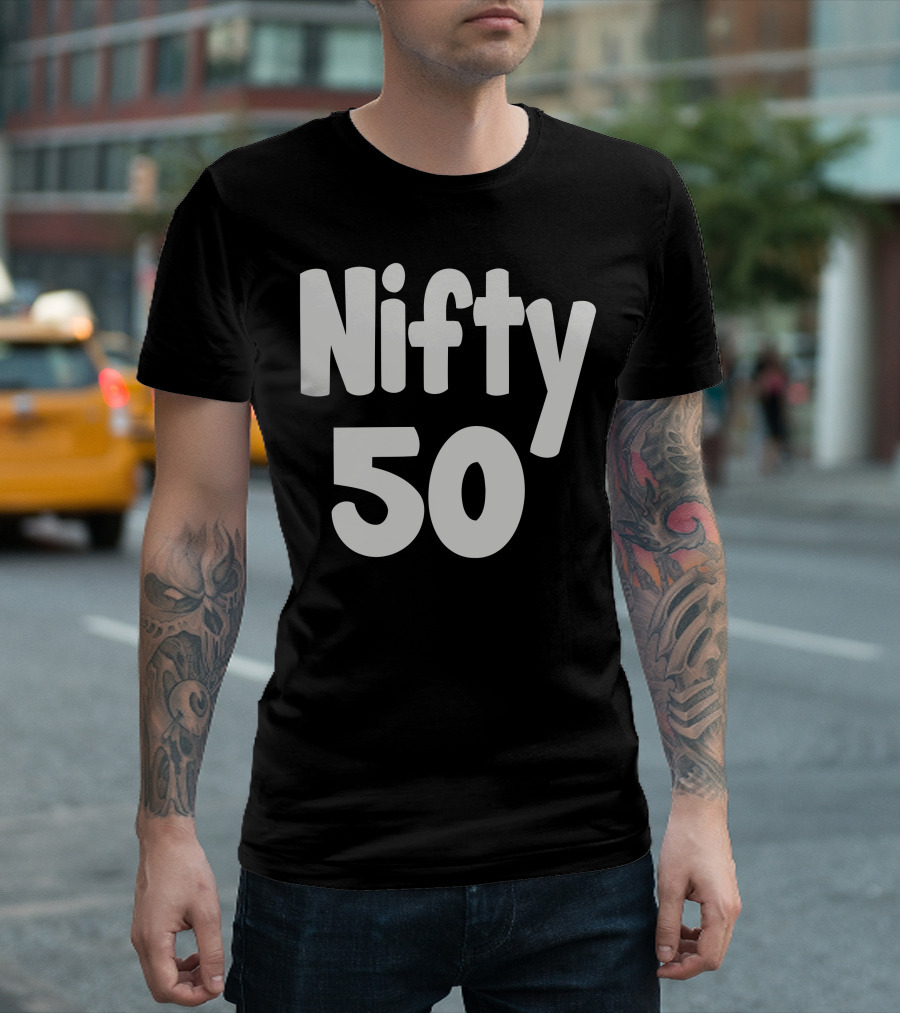 Nifty 50 Bold Retro Typography Celebrating Milestone T-Shirt