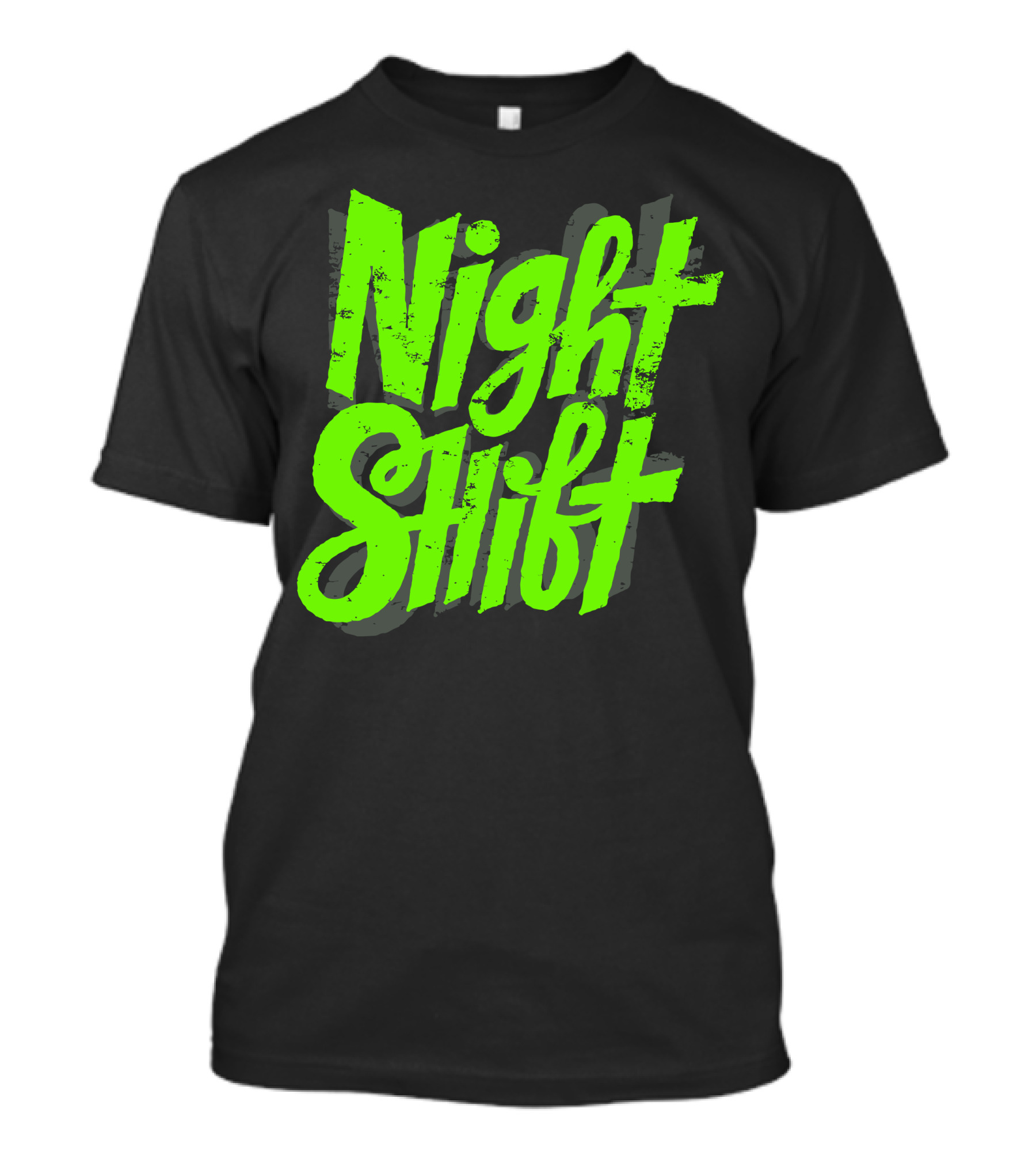 Night Shift Retro Grunge Green Text Block T-Shirt