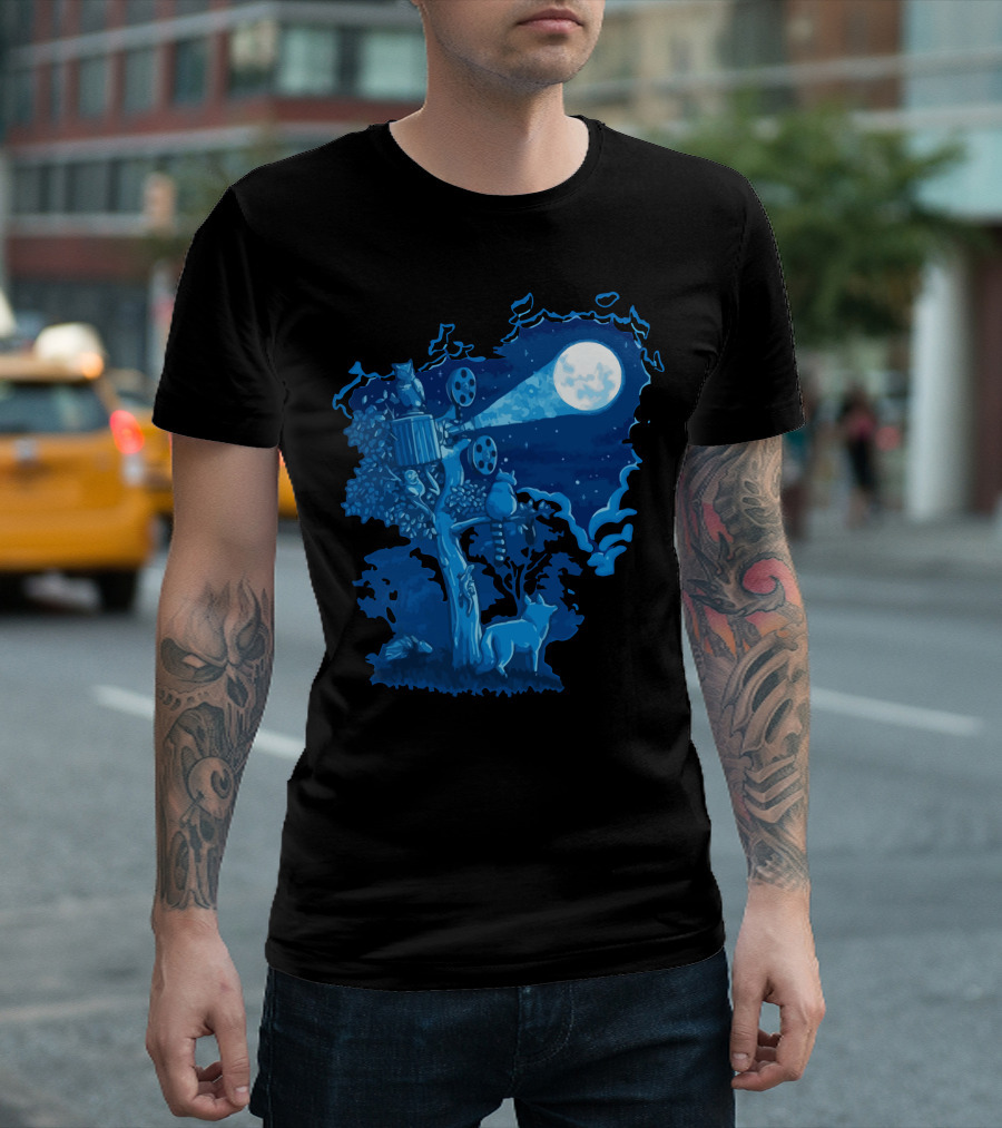 Night Sky Projector Forest Creatures Enchanted Moonlit Scene T-Shirt