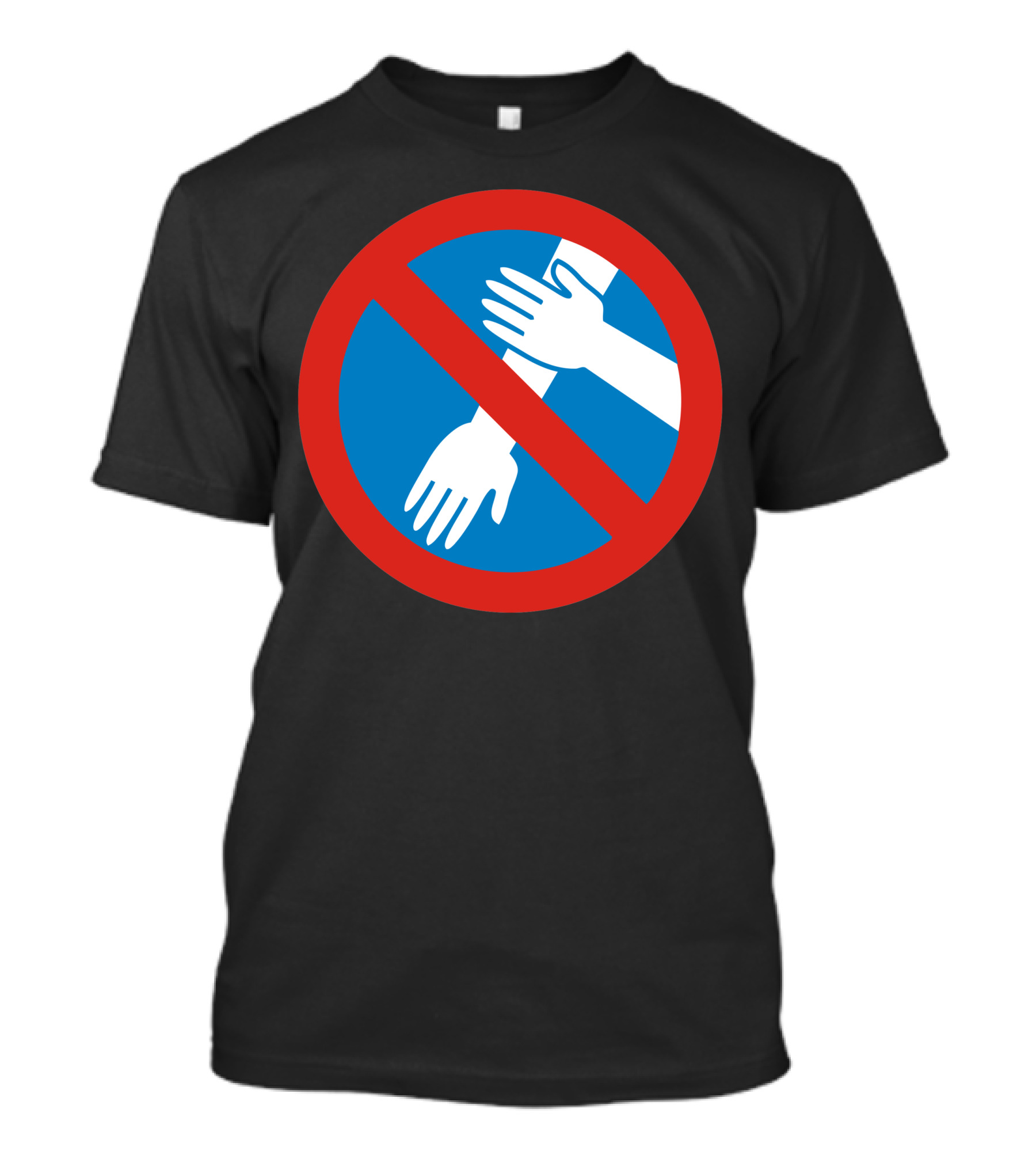 No Quenelle Gesture Prohibition Symbol On Blue Background With Red Circle T-Shirt
