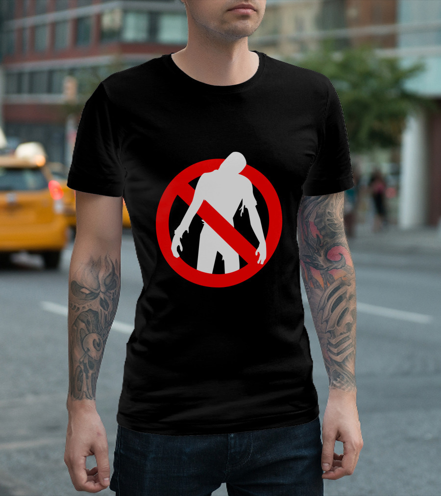 No Zombies Allowed Red Prohibition T-Shirt