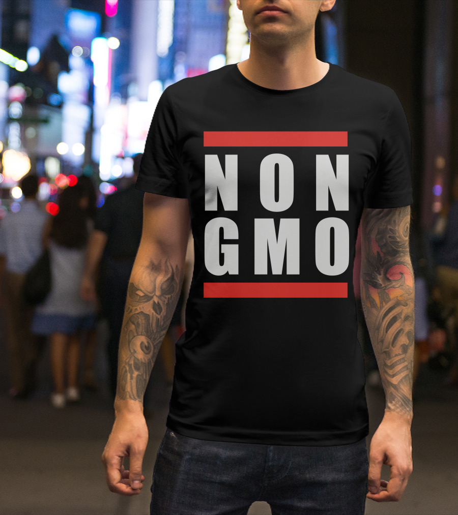 NON GMO Text With Red Borders T-Shirt