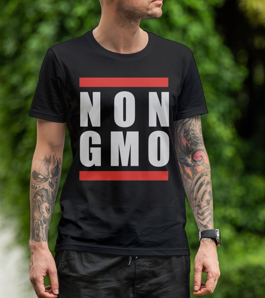 NON GMO Text With Red Borders T-Shirt