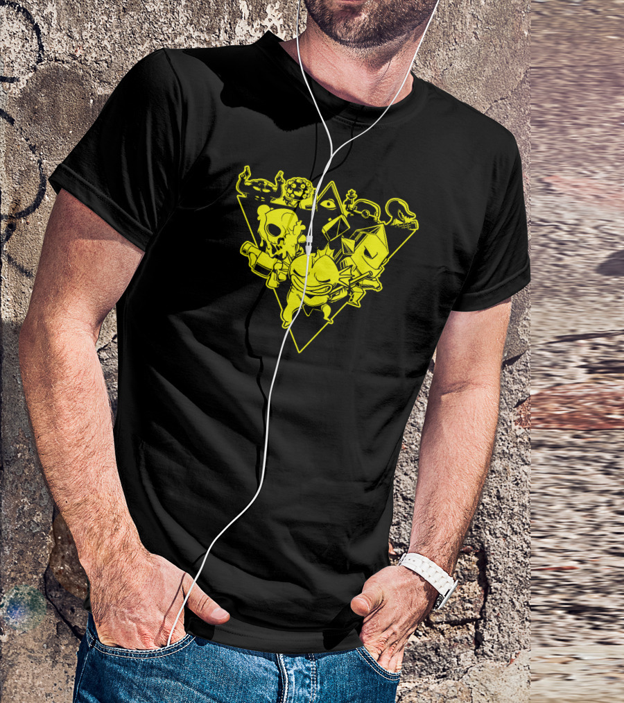 Nuclear Family Video Game Mutants Yellow Triangle T-Shirt