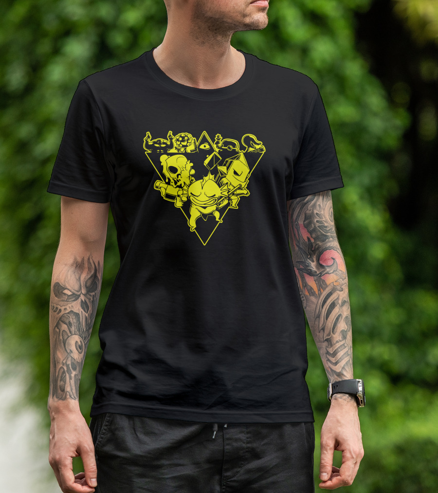 Nuclear Family Video Game Mutants Yellow Triangle T-Shirt