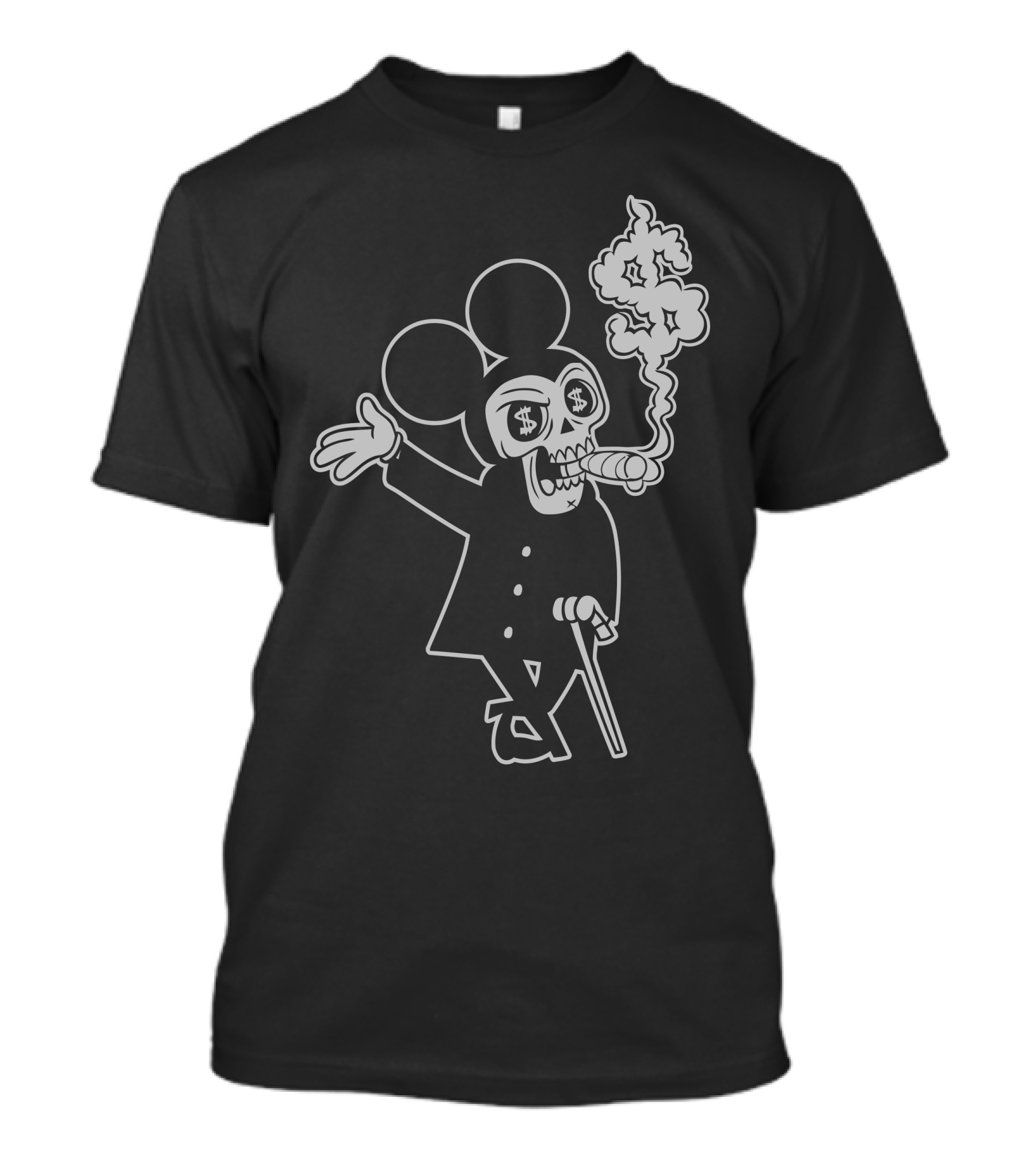 Numbskull06 Mickey Mouse Skull With Dollar Sign Smoke T-Shirt