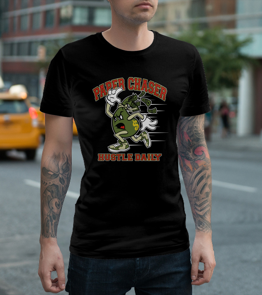 Paper Chaser Hustle Daily Racing Money Bag T-Shirt