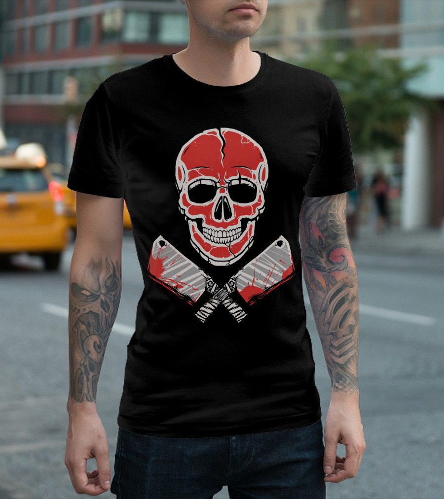 Skull Meat With Bloody Cleavers T-Shirt