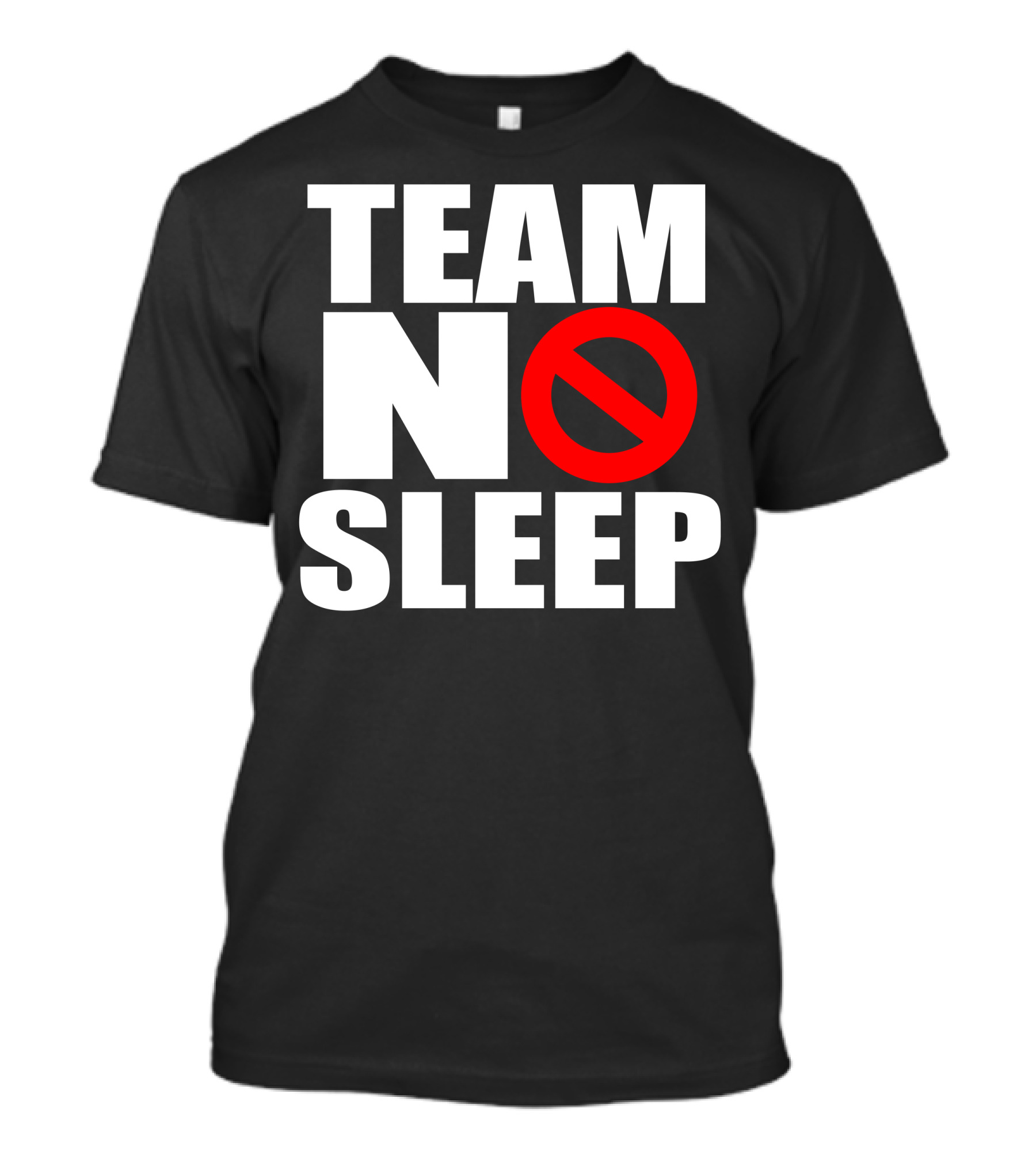 Team No Sleep Symbol Bold Text Black Red Contrast T-Shirt