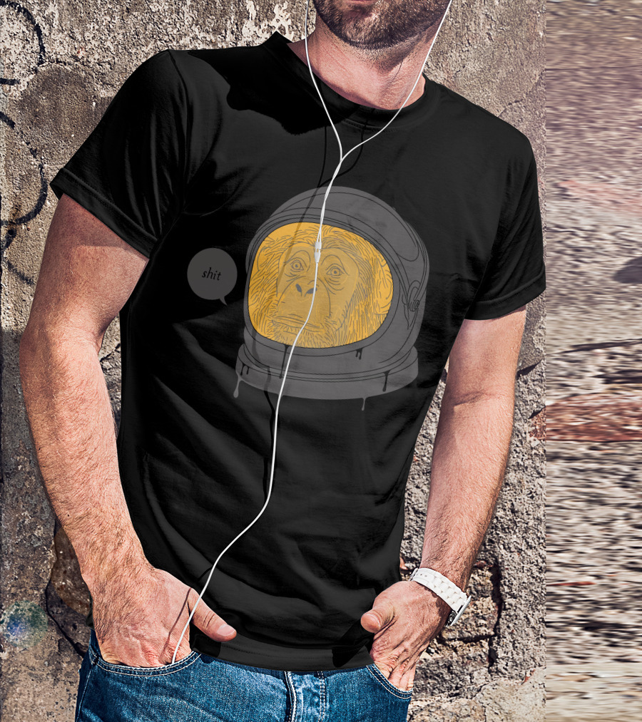 Apeshit Monkey In Space Helmet With Speech Bubble Saying Shit T-Shirt