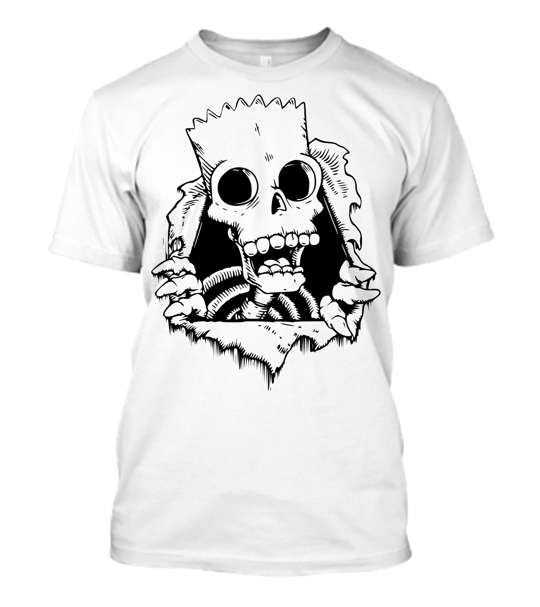 Bart Skeleton Skull Inside Tattered Opening T-Shirt