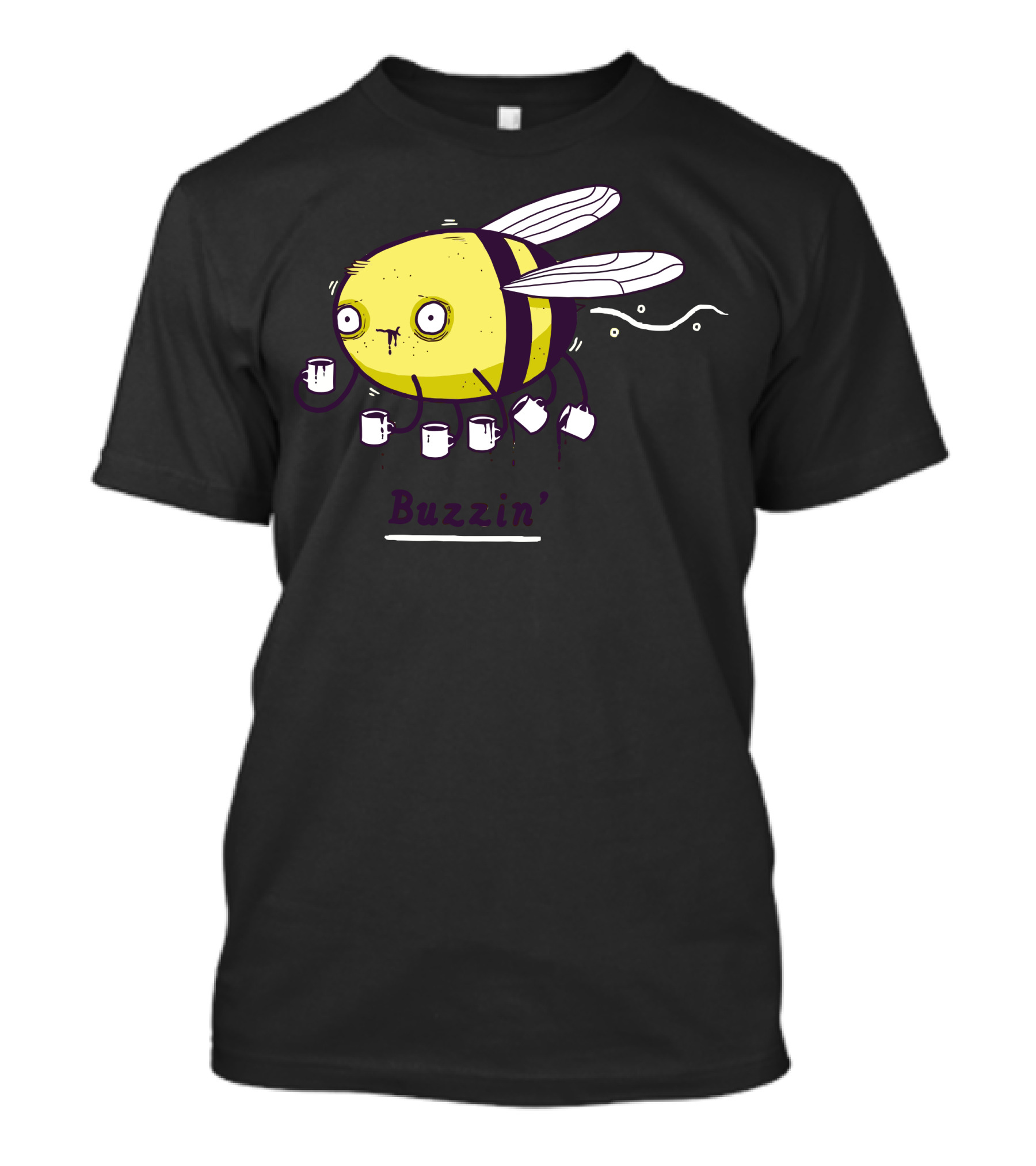 Buzzin' Coffee Bee With Mugs Carrying Caffeine T-Shirt