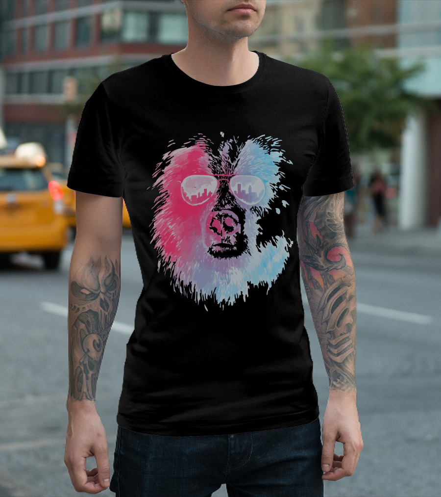 Call Of The Wild Bear with Sunglasses City Reflection T-Shirt
