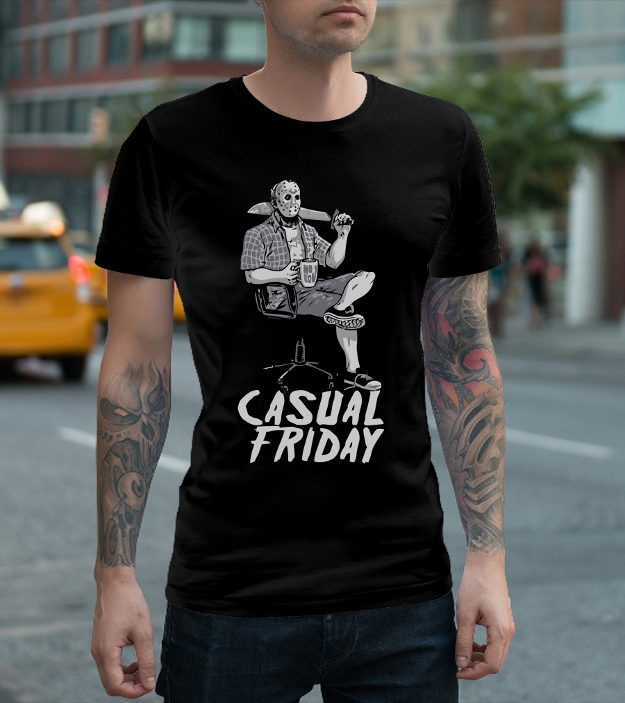 Casual Friday The 13th Jason Mask Holding Axe Office Chair T-Shirt
