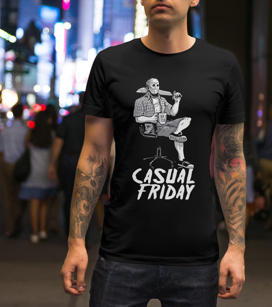 Casual Friday The 13th Jason Mask Holding Axe Office Chair T-Shirt