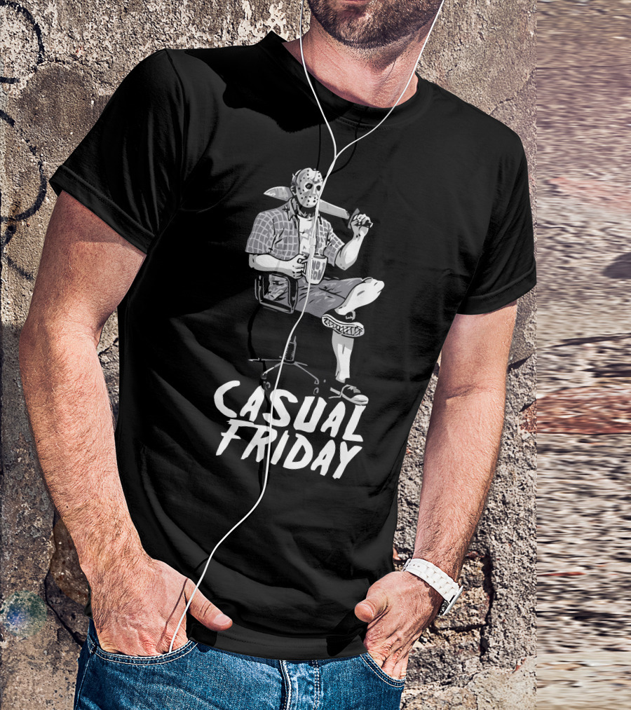 Casual Friday The 13th Jason Mask Holding Axe Office Chair T-Shirt