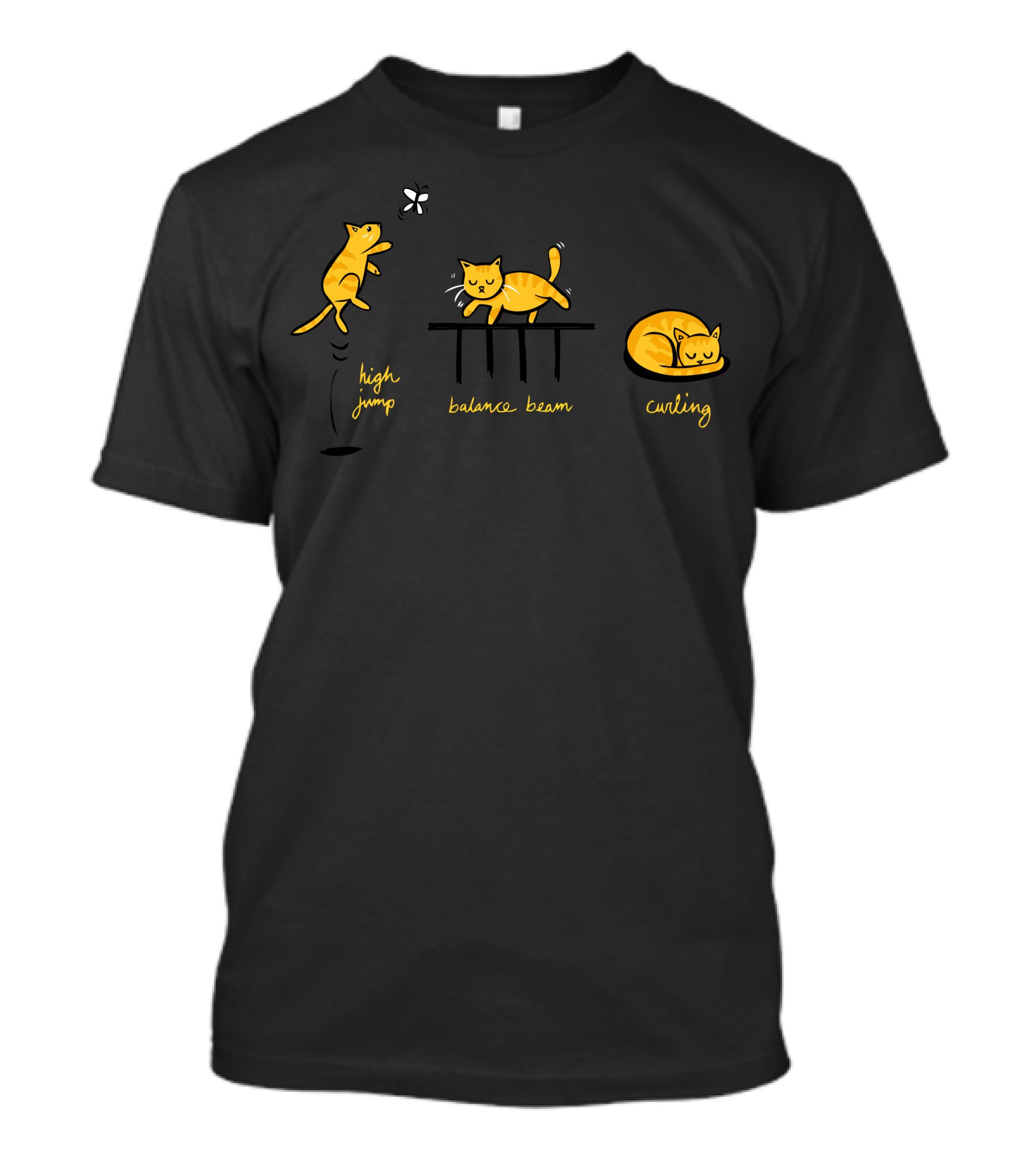 Cat Olympics High Jump Balance Beam Curling T-Shirt