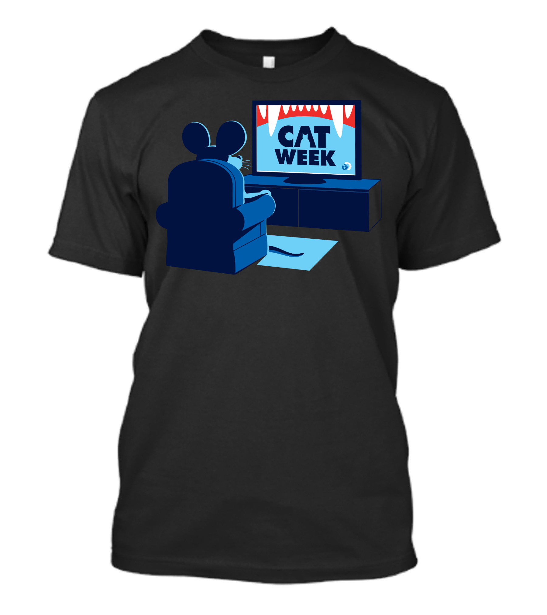 Mouse Watching Cat Week On TV T-Shirt