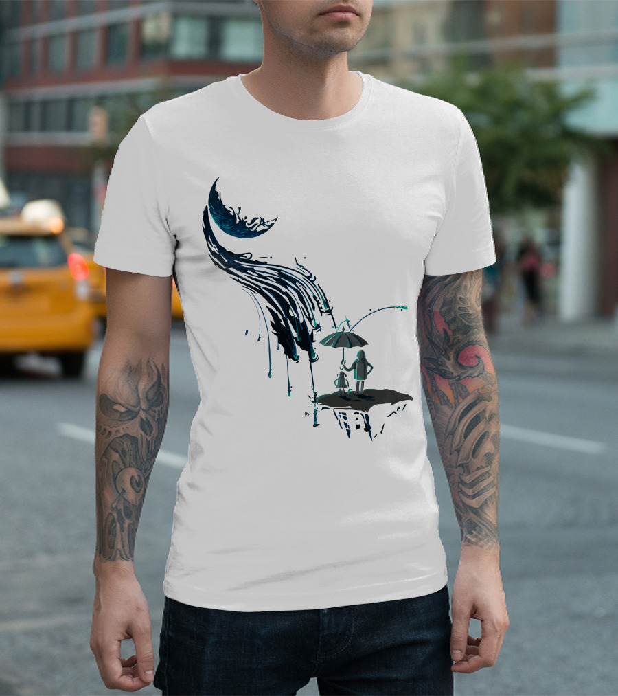 Chance Of Scattered Showers Umbrella Couple with Whimsical Rainy Sky T-Shirt