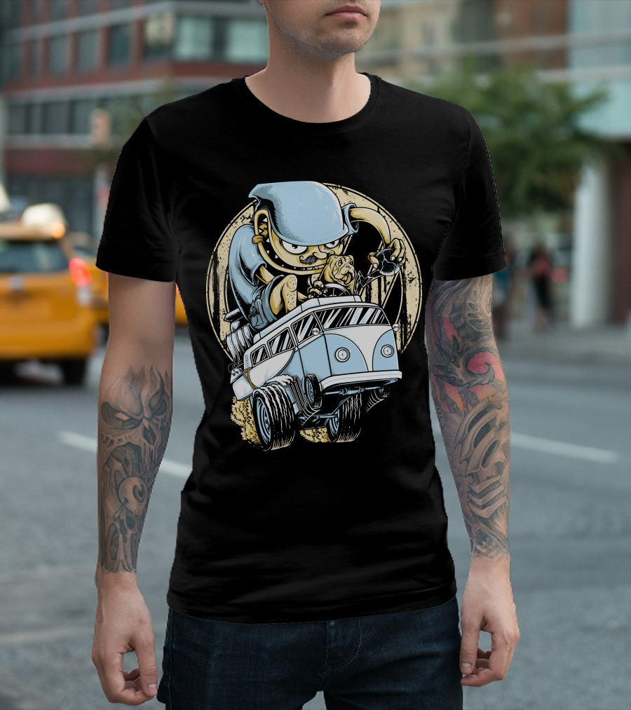 Drag Combi Cartoon Character Adventure in Blue Van T-Shirt