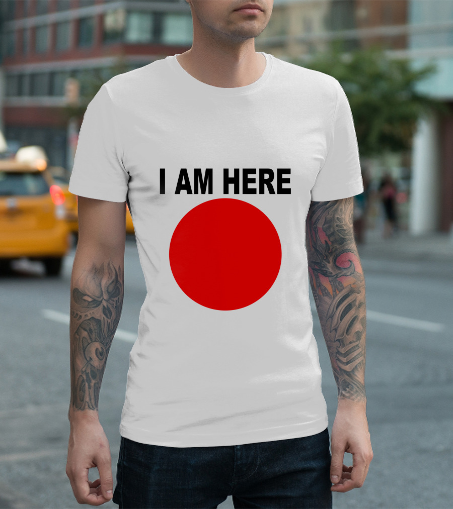 I Am Here Red Dot Iconic Minimalist T-Shirt