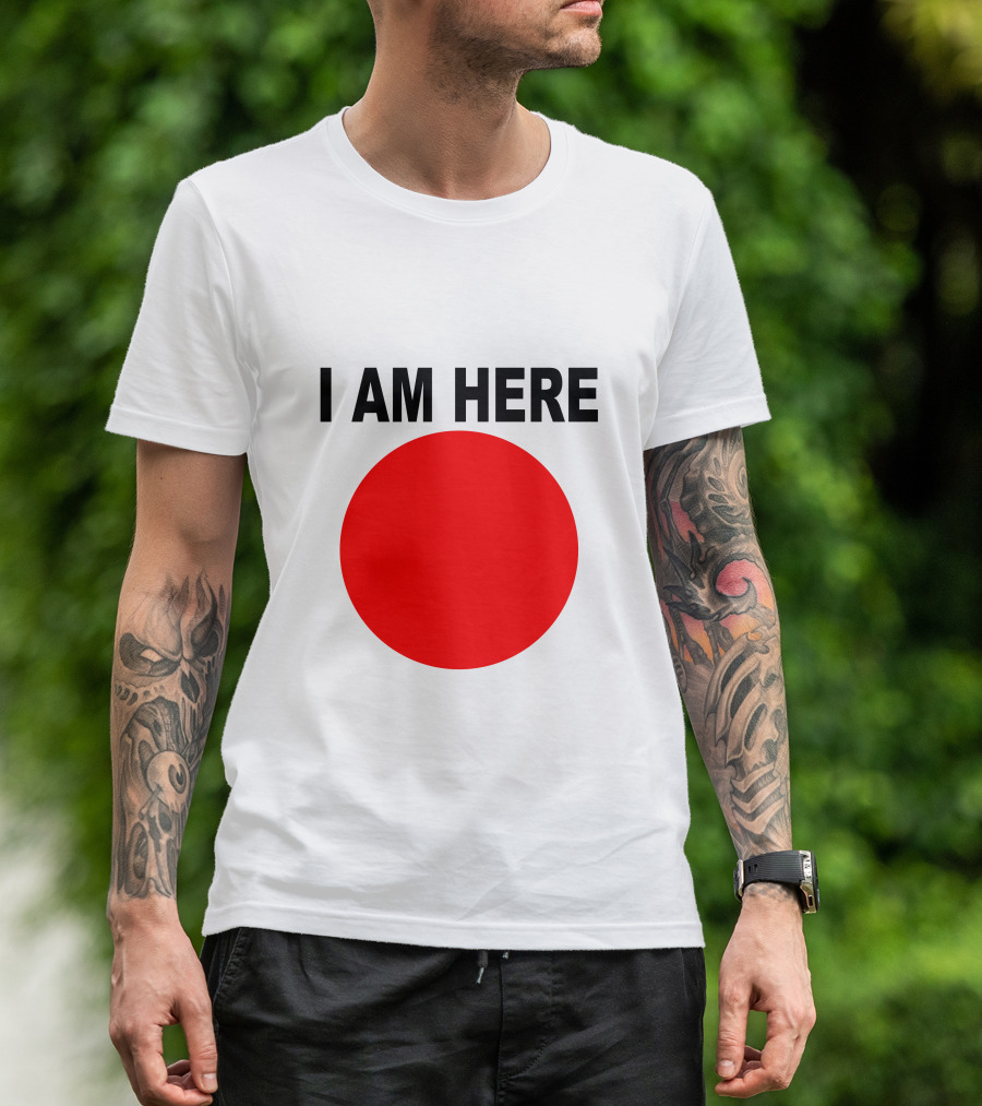 I Am Here Red Dot Iconic Minimalist T-Shirt
