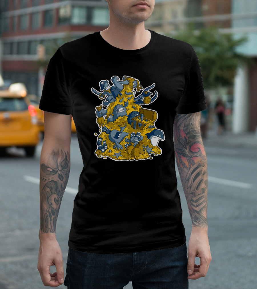 My Treasure Pirates and Sharks Hoard with Swords and Chest T-Shirt