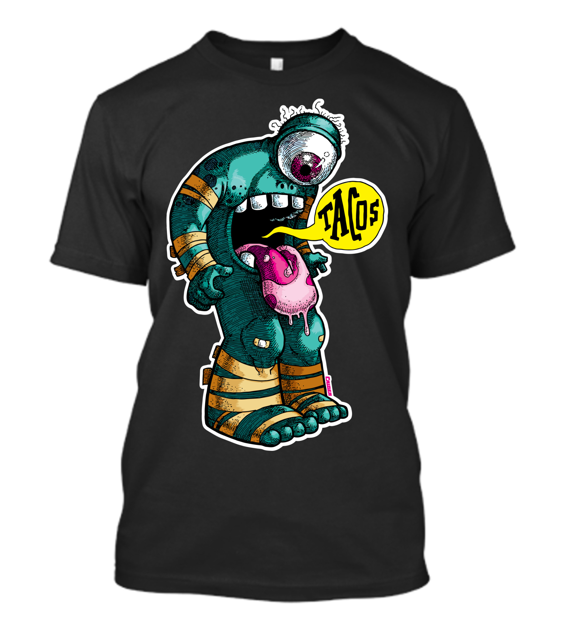Monster Craving Tacos With Cartoon Cyclops Drooling T-Shirt