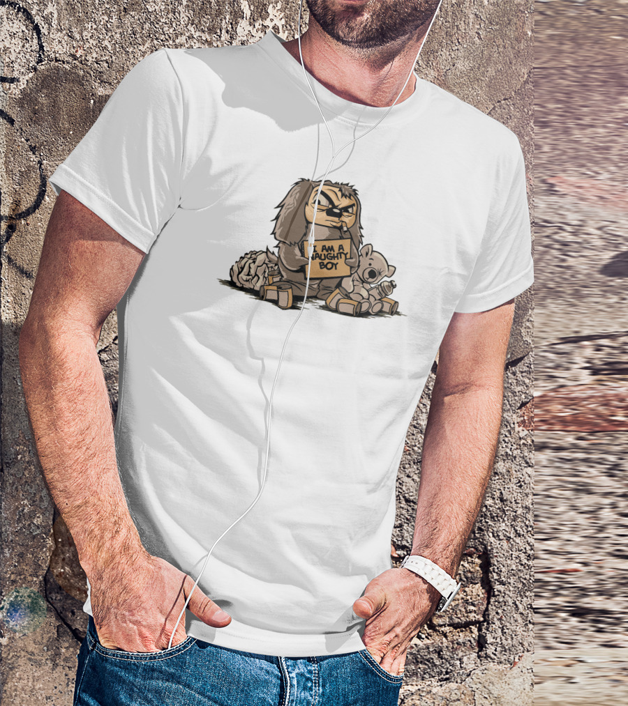 I Am A Naughty Boy Cartoon Character With Stuffed Teddy Bear T-Shirt