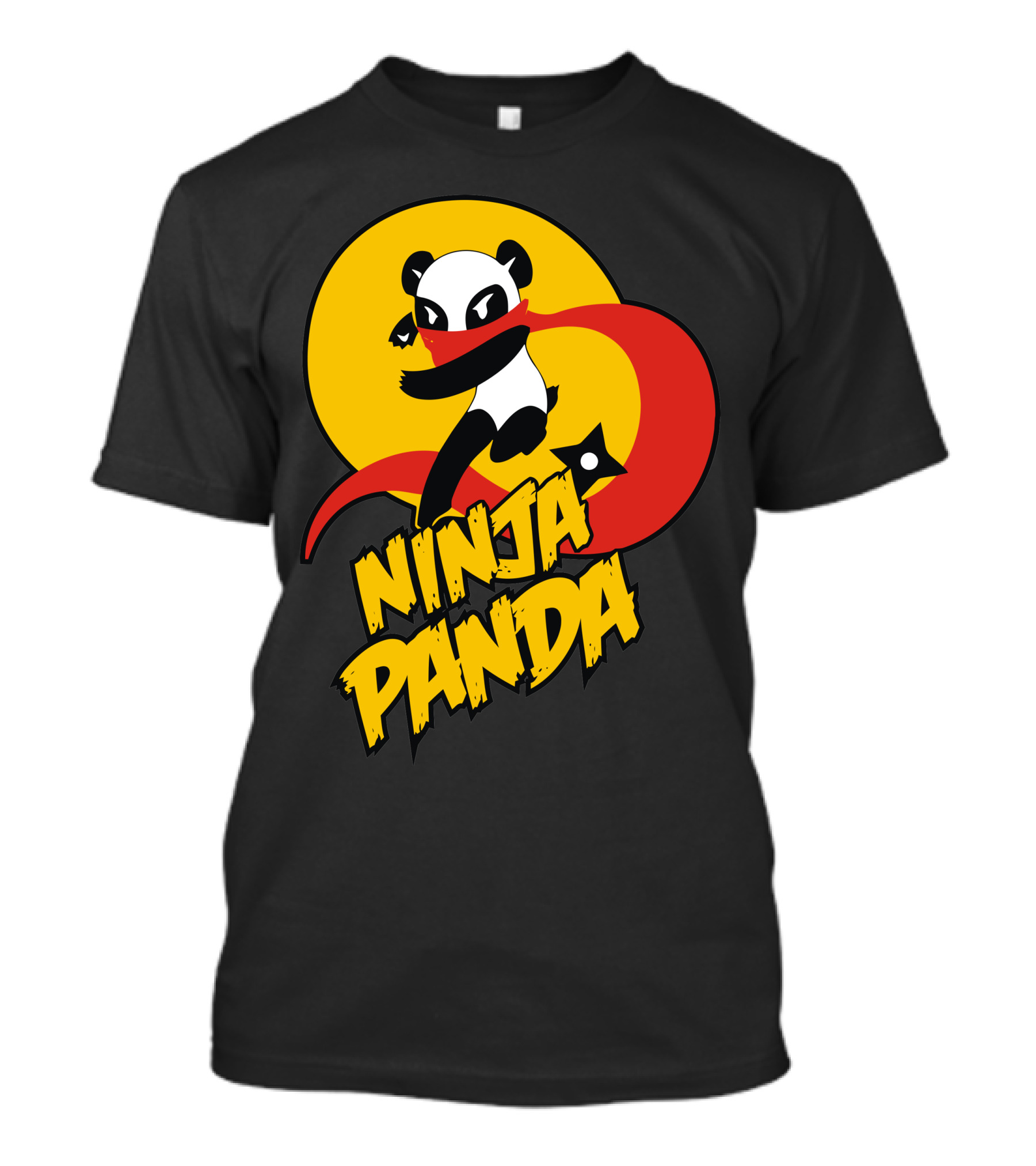 Ninja Panda With Shuriken And Red Scarf In Dynamic Pose T-Shirt