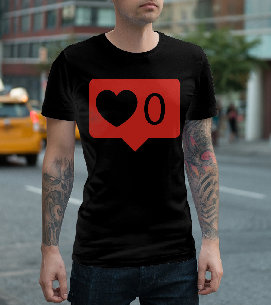 Heart Zero Love Notification Icon Red Black Display T-Shirt