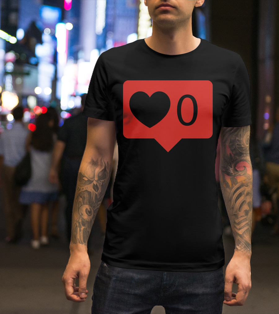 Heart Zero Love Notification Icon Red Black Display T-Shirt