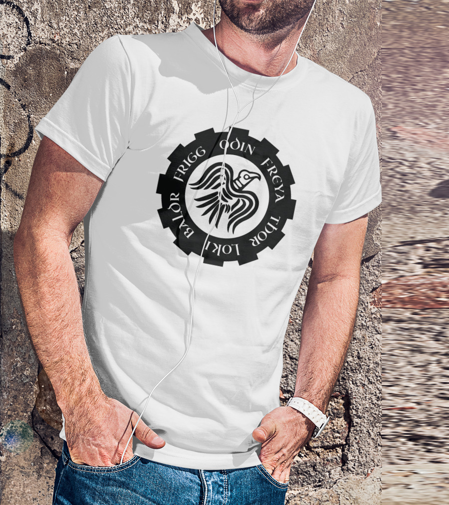 Odin Freya Thor Loki Baldr Frigg Norse Gods Raven T-Shirt