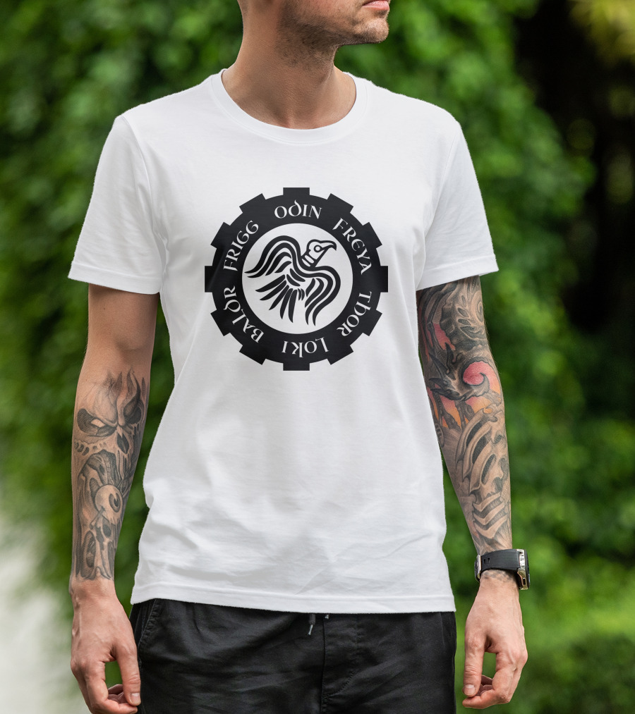 Odin Freya Thor Loki Baldr Frigg Norse Gods Raven T-Shirt