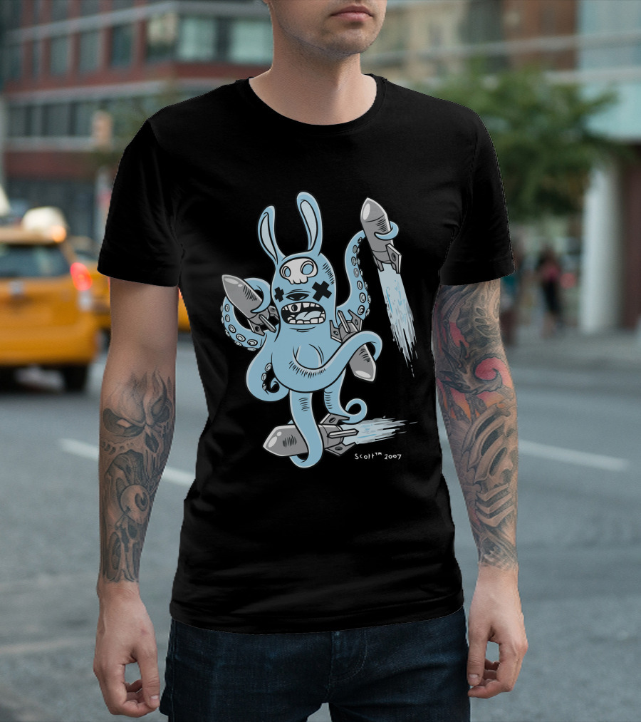 Octobunny Returns Rocket-Powered Tentacle Bunny By Scott 2007 T-Shirt