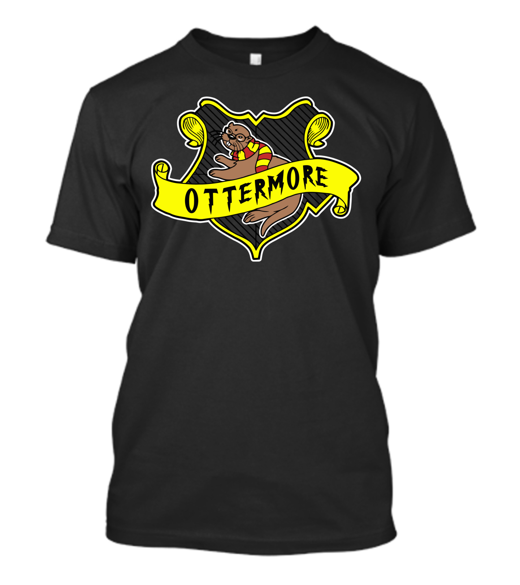 Ottermore Crest With Scarf-Wearing Otter On Shield T-Shirt