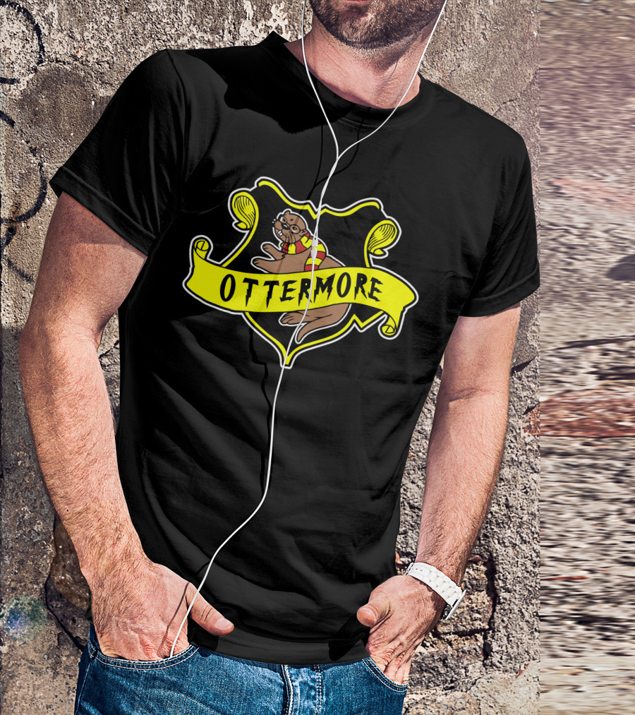 Ottermore Crest With Scarf-Wearing Otter On Shield T-Shirt