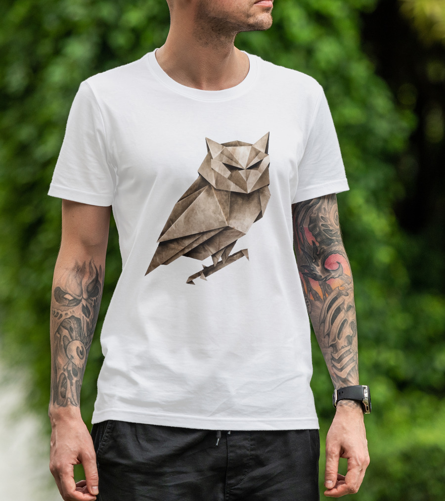 Owligami Origami Owl Brown Toned Origami T-Shirt