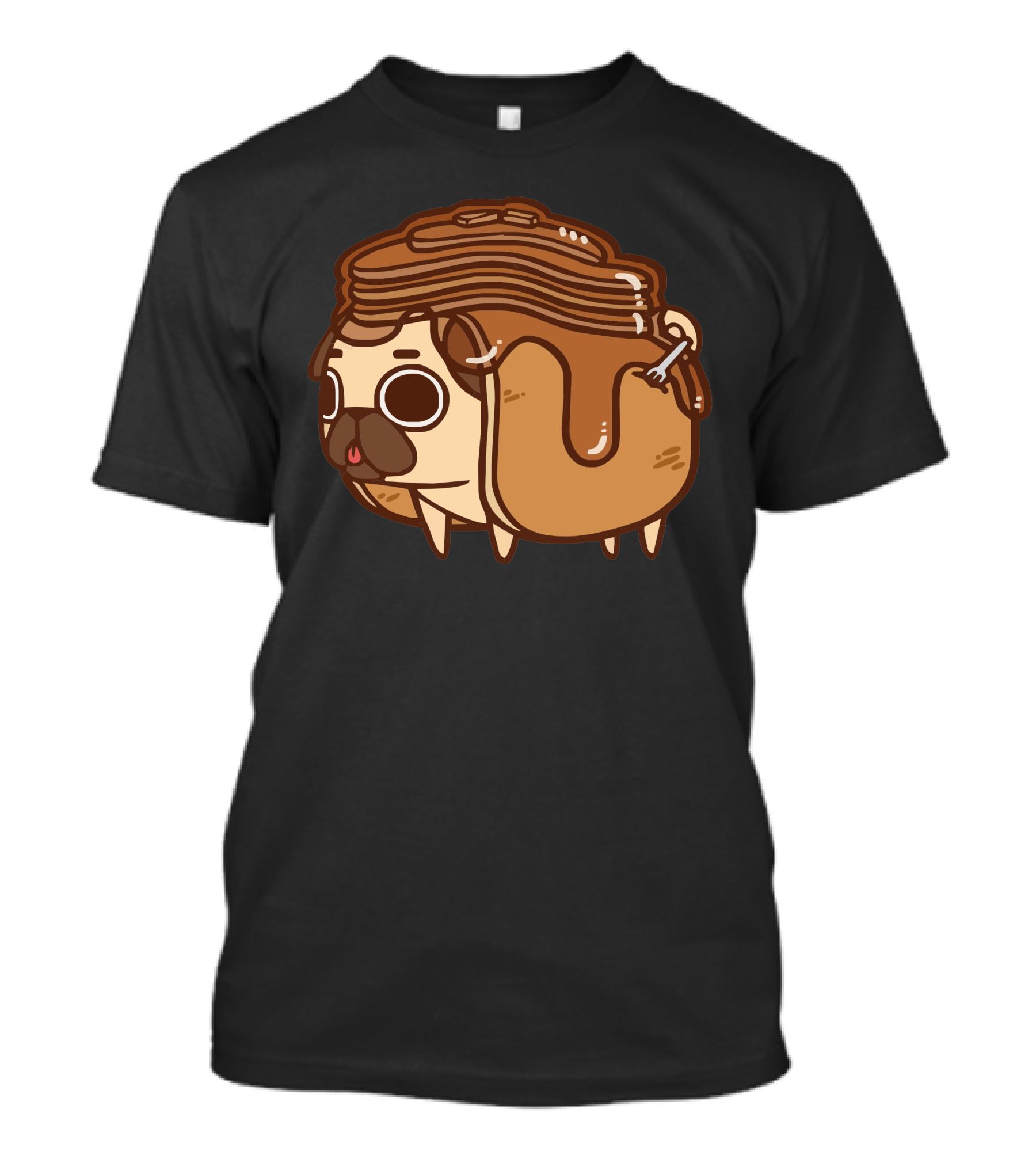Pug Pancake Stack With Maple Syrup Cute Fusion T-Shirt