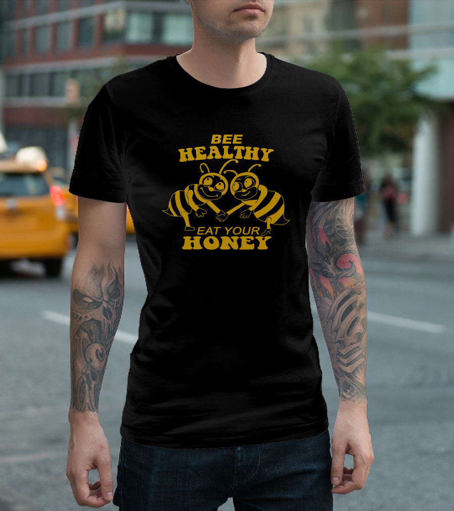 Bee Healthy Eat Your Honey Funny Cartoon Bees T-Shirt