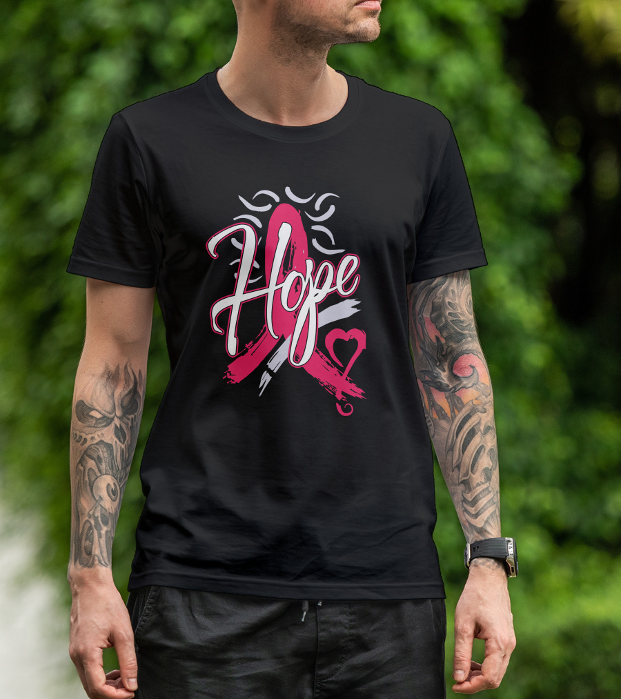 Hope Breast Cancer Awareness Ribbon Heart T-Shirt