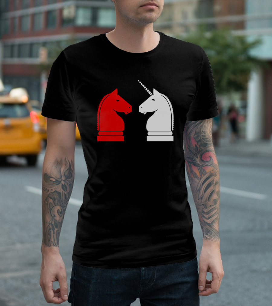 Chess Unicorn vs Red Knight Iconic Battle T-Shirt