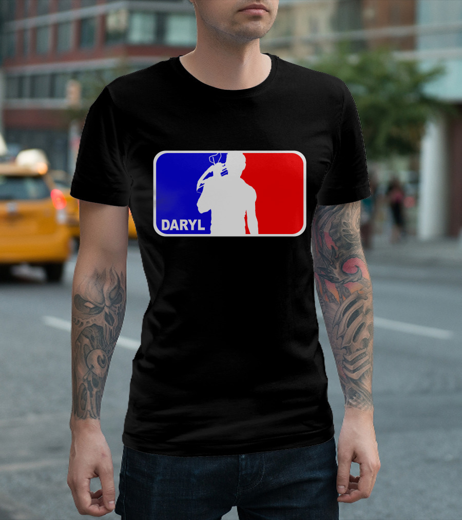 Daryl Daryl Style Crossbow Silhouette Red Blue T-Shirt
