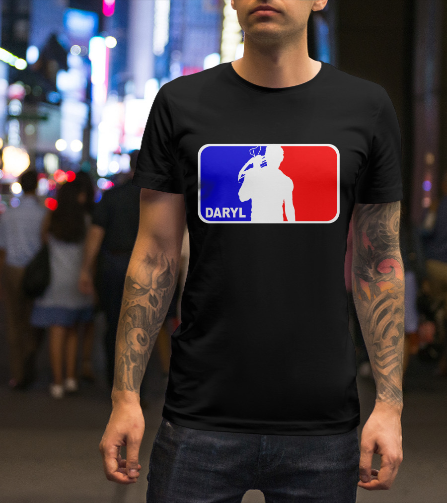 Daryl Daryl Style Crossbow Silhouette Red Blue T-Shirt