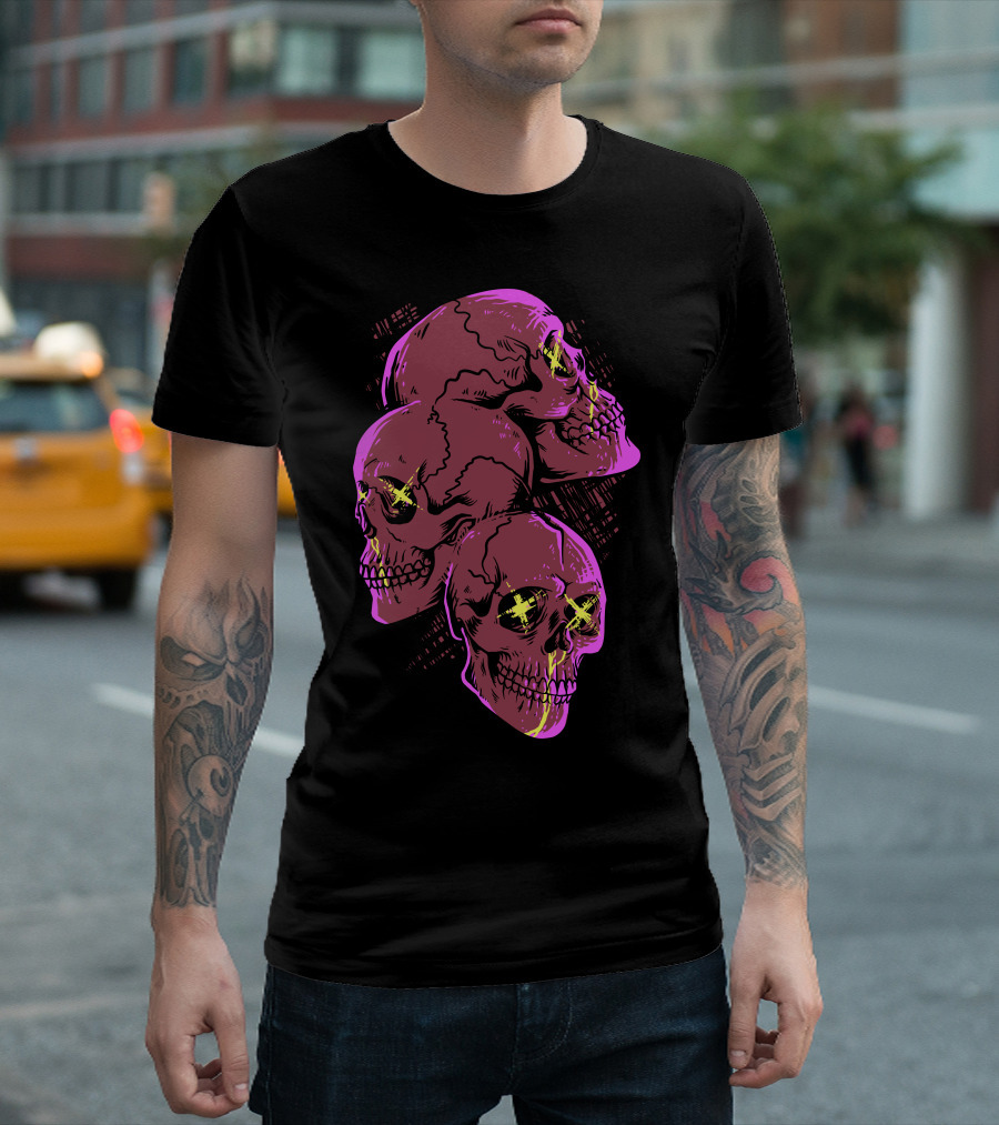 Skull Trio Neon Die T-Shirt