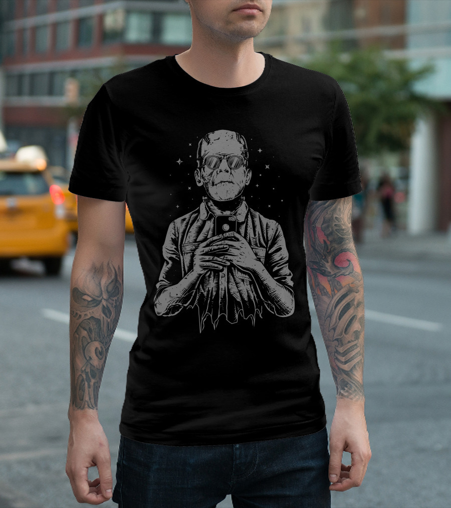 Franselfiestein Mirror Sunglasses Selfie Monster Stars T-Shirt