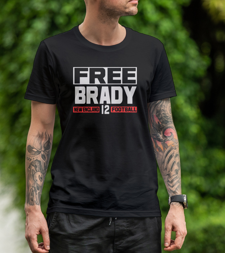 Free Brady New England 12 Football T-Shirt