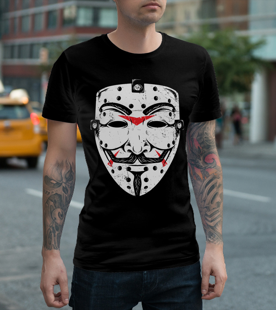 Friday Anonymous Hockey Mask V For Vendetta Crossover T-Shirt